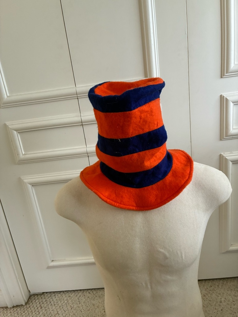 Kids Orange & Navy Striped Costume Top Hat - Unbranded